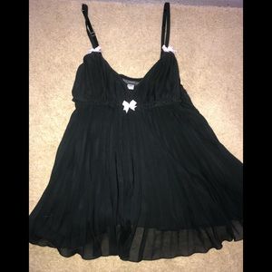 SeductiveWear Black & Pink Pleated Nightie